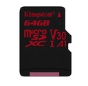 Kingston Canvas React - Tarjeta de memoria flash (adaptador microSDXC a SD Incluido) - 64 GB - A1 / Video Class V30 / UHS-I U3 / Class10 - microSDXC UHS-I