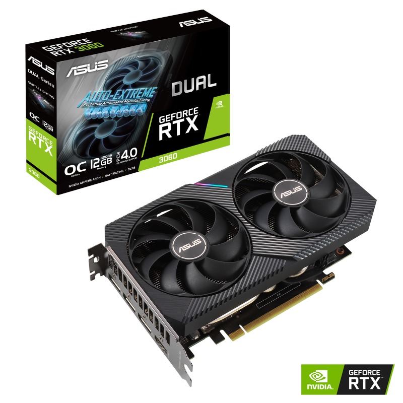 ASUS - DUAL-RTX3060-O12G-V2 - PCI Express 4.0 - NVIDIA - NVIDIA GeForce RTX 3060 - 12 GB - GDDR6 SDRAM