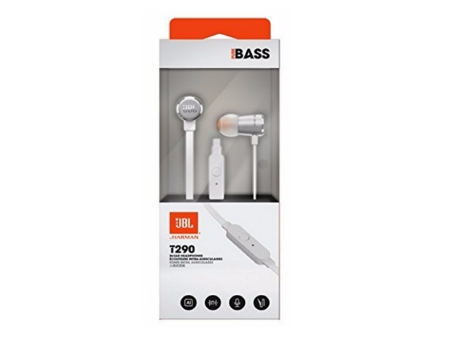 JBL TUNE 290 - Auriculares internos con micro - en oreja - cableado - conector de 3,5 mm - plata