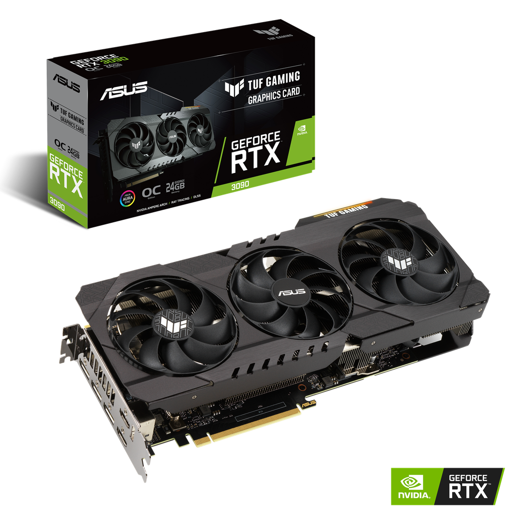 ASUS TUF-RTX3090-O24G-GAMING - OC Edition - tarjeta gráfica - GF RTX 3090 - 24 GB GDDR6X - PCIe 4.0 - 2 x HDMI, 3 x DisplayPort