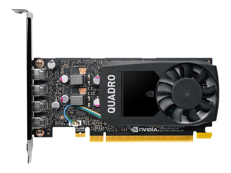 NVIDIA Quadro P1000 - Tarjeta gráfica - Quadro P1000 - 4 GB GDDR5 - PCIe 3.0 x16 perfil bajo - 4 x Mini DisplayPort - adaptadores incluidos