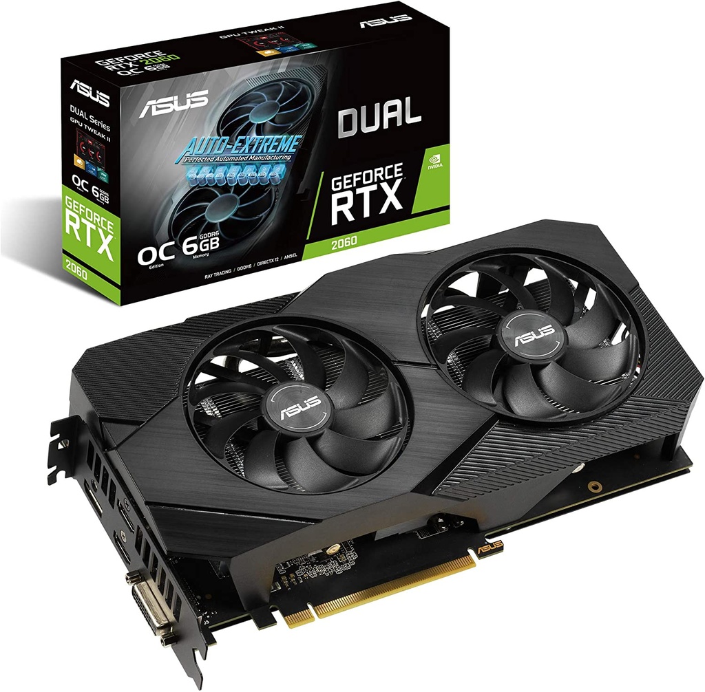 ASUS - DUAL-RTX2060-6G-EVO - PCI Express 3.0 x16 - NVIDIA - NVIDIA GeForce RTX 2060 - 6 GB - GDDR6 SDRAM - DisplayPort / HDMI