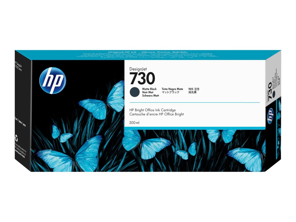 HP 730 - 300 ml - gran capacidad - negro mate - original - DesignJet - cartucho de tinta - para DesignJet SD Pro MFP, T1600, T1600dr, T1700, T1700dr, T2600, T2600dr