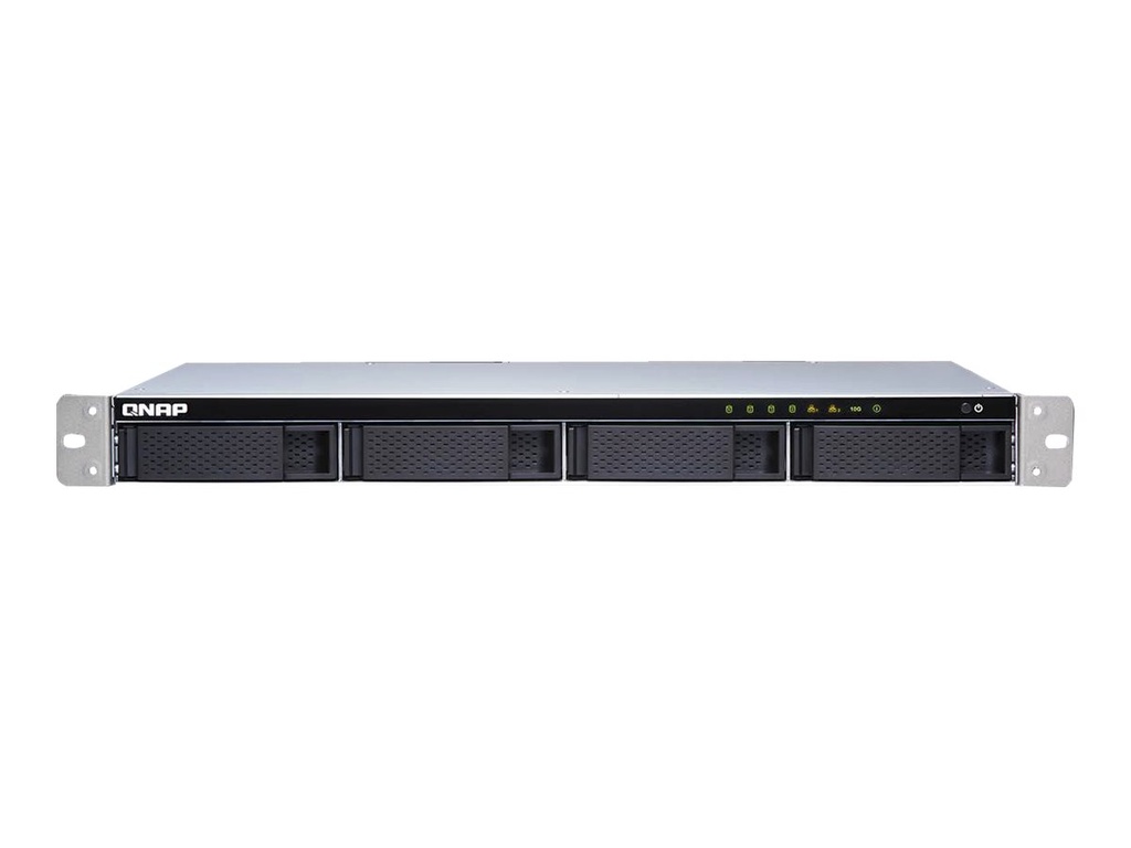 QNAP TS-431XeU - Servidor NAS - 4 compartimentos - montaje en bastidor - SATA 6Gb/s - RAID 0, 1, 5, 6, 10, JBOD, 5 Hot Spare - RAM 8 GB - Gigabit Ethernet / 10 Gigabit Ethernet - iSCSI soporta - 1U
