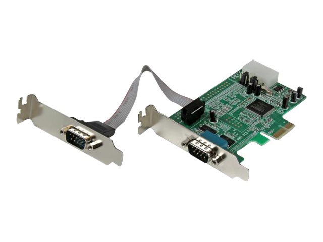 StarTech.com Tarjeta Adaptadora PCI Express PCIe de 2 Puertos Serie de Perfil Bajo RS232 UART 16550 Serial - 2x DB9 Macho - Low Profile - Adaptador serie - PCIe perfil bajo - RS-232 x 2