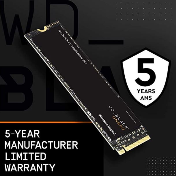 SN850 1TB-/WD_Black de 1 TB SN850 NVMe, Unidad de estado sólido SSD interna para juegos - Gen4 PCIe, M.2 2280, 3D NAND, Up to 7,000 MB/s