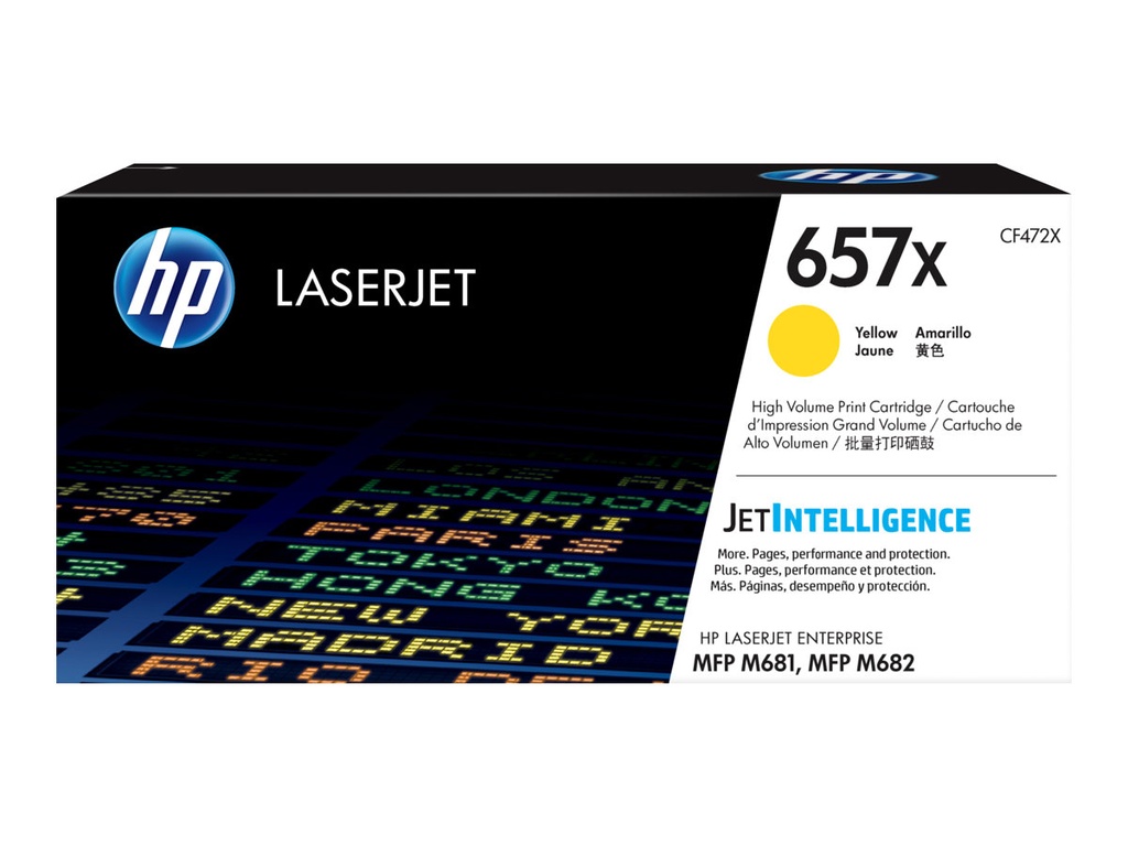 HP 657X - Alto rendimiento - amarillo - original - LaserJet - cartucho de tóner (CF472X) - para LaserJet Enterprise MFP M681; LaserJet Enterprise Flow MFP M681, MFP M682