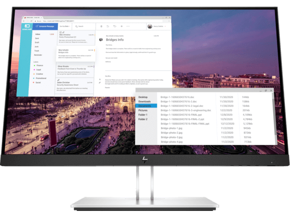 HP E23 G4 - E-Series - monitor LED - 23" (23" visible) - 1920 x 1080 Full HD (1080p) @ 60 Hz - IPS - 250 cd/m² - 1000:1 - 5 ms - HDMI, VGA, DisplayPort - negro, plata