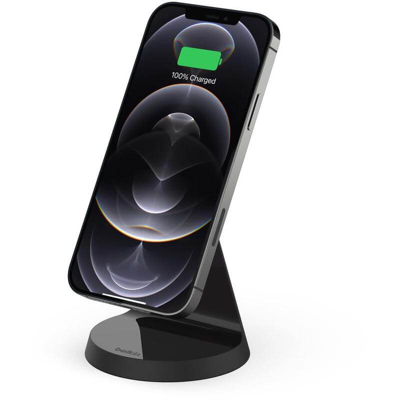 Belkin - Base de carga inalámbrica - 7.5 vatios - Fast Charge (magnética) - negro - para Apple iPhone 12, 12 mini, 12 Pro, 12 Pro Max