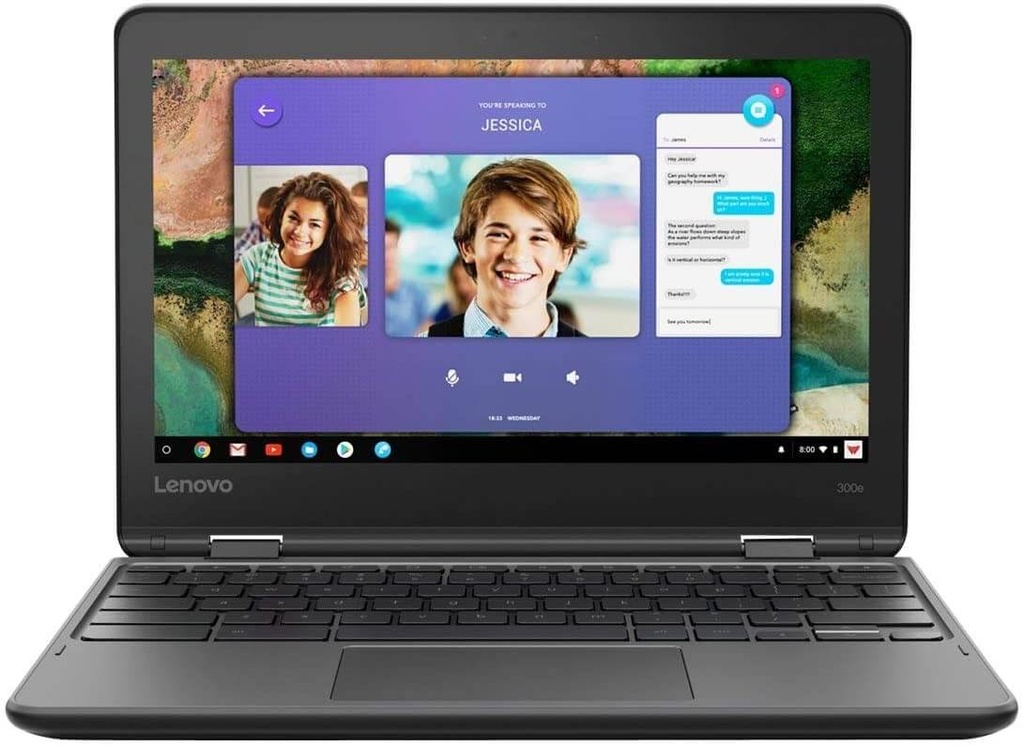 Lenovo 300e Chromebook (2nd Gen) AST 82CE - Diseño plegable - A4 9120C / 1.6 GHz - Chrome OS - 4 GB RAM - 32 GB eMMC - 11.6" IPS pantalla táctil 1366 x 768 (HD) - Radeon R4 - Wi-Fi 5, Bluetooth - negro - kbd: EE. UU.