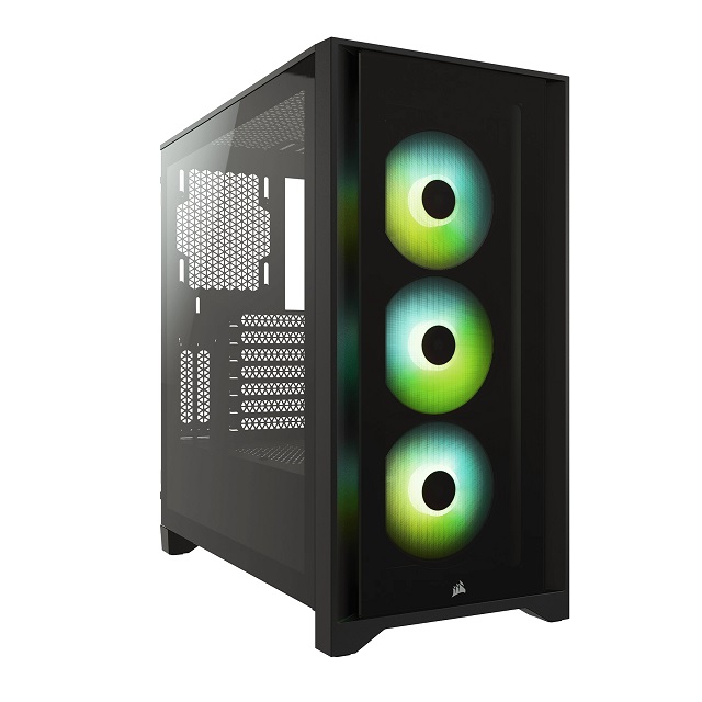 CORSAIR iCUE 4000X RGB - Torre - ATX - panel lateral con ventana (cristal templado) - sin fuente de alimentación (ATX) - negro - USB/Audio
