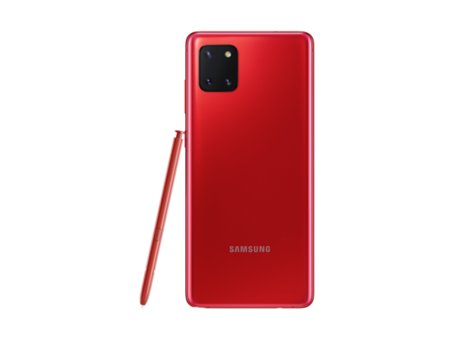 Samsung Galaxy Note10 Lite - 4G smartphone - SIM doble - RAM 6 GB / 128 GB - microSD slot - pantalla OLED - 6.7" - 2400 x 1080 píxeles - 3 x cámaras traseras 12 MP, 12 MP, 12 MP - front camera 32 MP - rojo aura