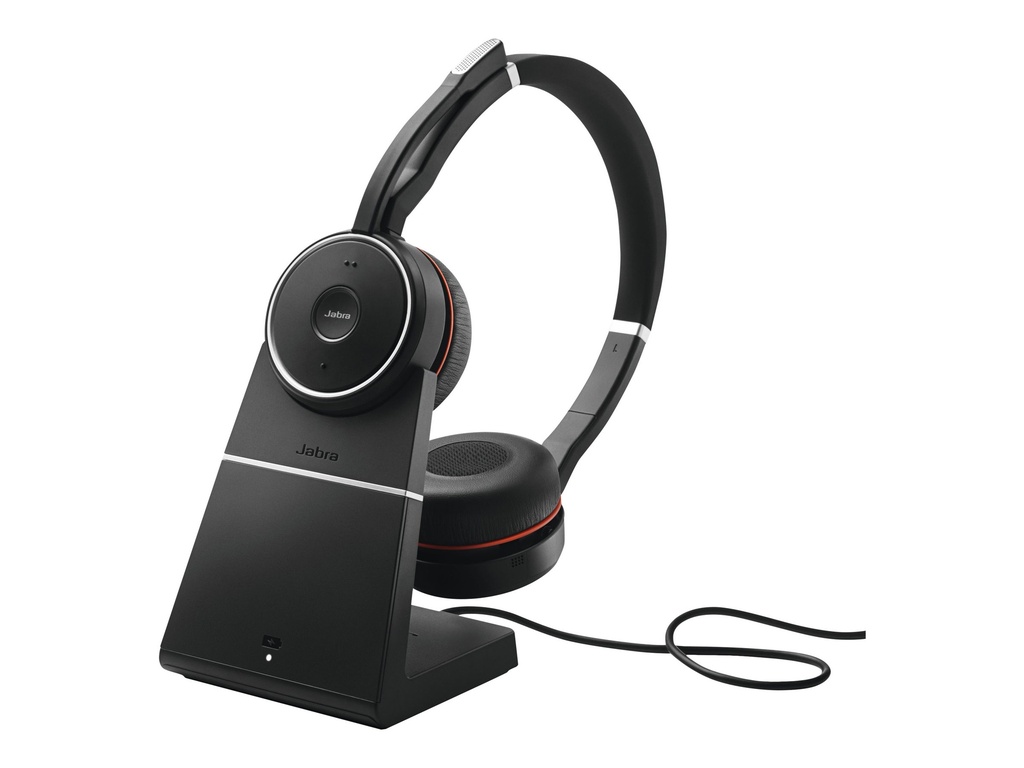 Jabra Evolve 75 MS Stereo - Auricular - en oreja - Bluetooth - inalámbrico - cancelación de sonido activo - USB - con base de carga