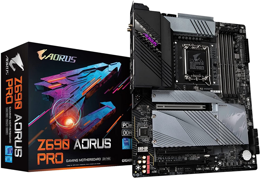 Gigabyte Z690 AORUS PRO DDR4 - 1.0 - placa base - ATX - Socket LGA1700 - Z690 Chipset - USB 3.2 Gen 1, USB 3.2 Gen 2, USB-C Gen 2x2 - 2.5 Gigabit LAN, Wi-Fi, Bluetooth - Tarjeta gráfica (CPU necesaria) - HD Audio (8-canales)