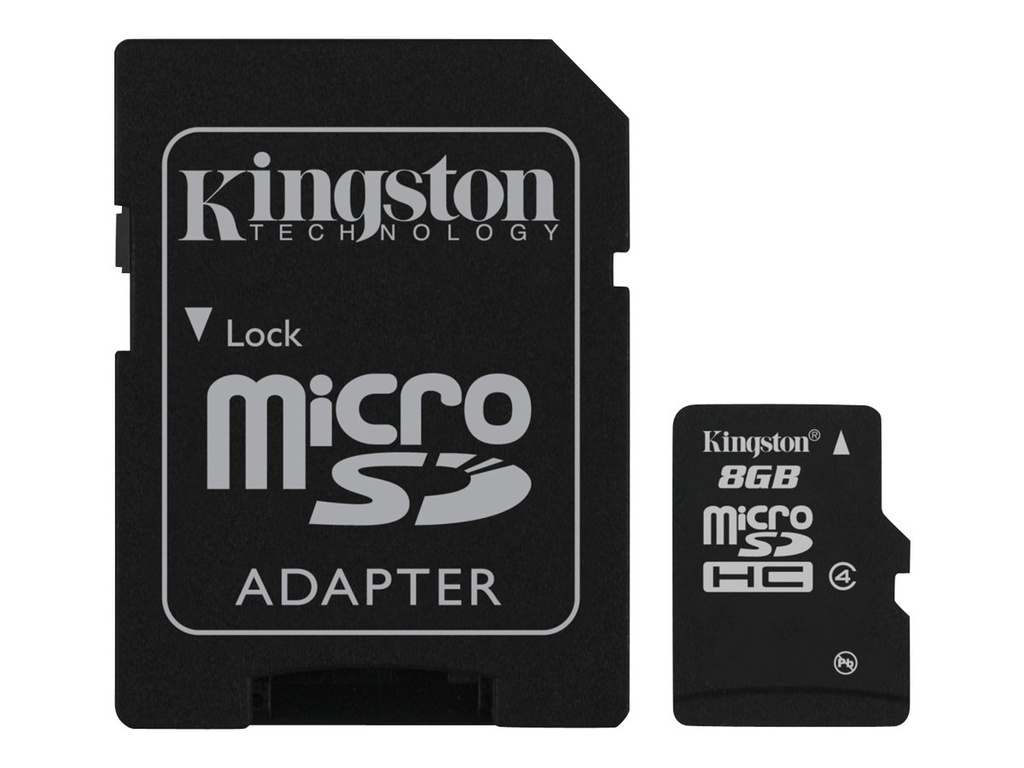 Kingston - Tarjeta de memoria flash (adaptador microSDHC a SD Incluido) - 8 GB - Class 4 - microSDHC
