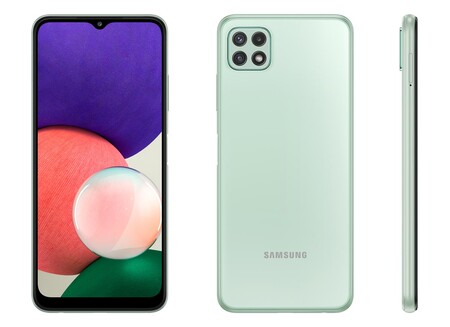 Samsung Galaxy A22 5G - 5G smartphone - SIM doble - RAM 4 GB / 128 GB - microSD slot - pantalla LCD - 6.6" - 2408 x 1080 píxeles (90 Hz) - 3 x cámaras traseras 48 MP, 5 MP, 2 MP - front camera 8 MP - menta