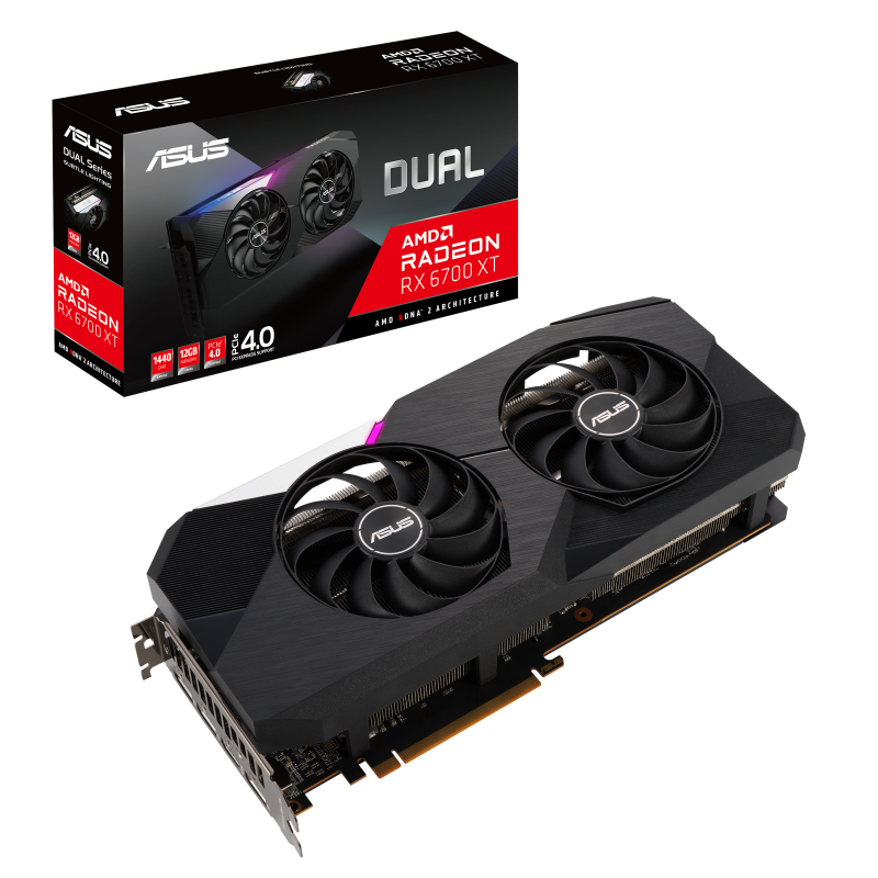 ASUS DUAL-RX6700XT-12G - Tarjeta gráfica - Radeon RX 6700 XT - 12 GB GDDR6 - PCIe 4.0 - HDMI, 3 x DisplayPort