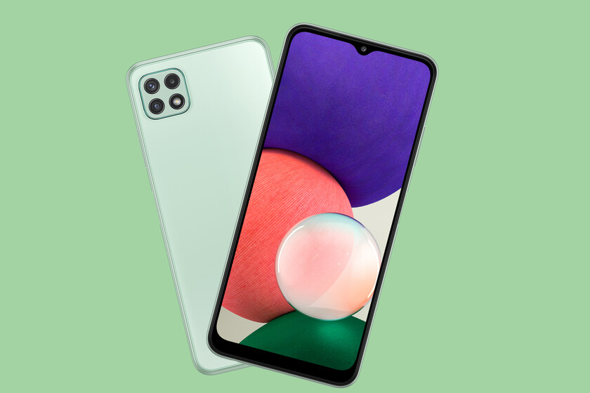 Samsung Galaxy A22 - 4G smartphone - SIM doble - RAM 4 GB / 128 GB - microSD slot - pantalla OLED - 6.4" - 1600 x 720 píxeles - 4x x cámaras traseras 48 MP, 8 MP, 2 MP, 2 MP - front camera 13 MP - menta
