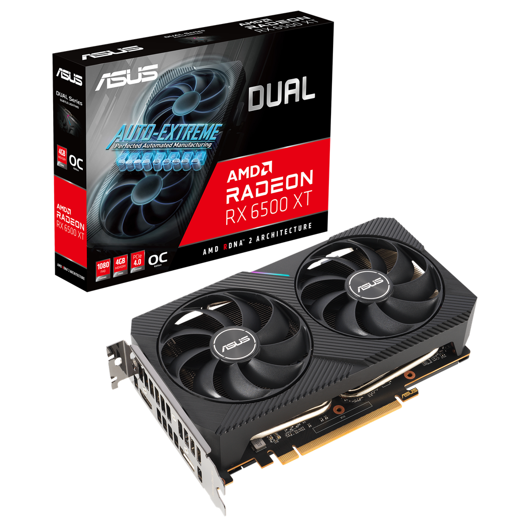 ASUS - Radeon RX 6500 XT - PCI Express 4.0 - AMD - Radeon RX 6500 XT - 4 GB - GDDR6 SDRAM - HDMI / DVI / DisplayPort