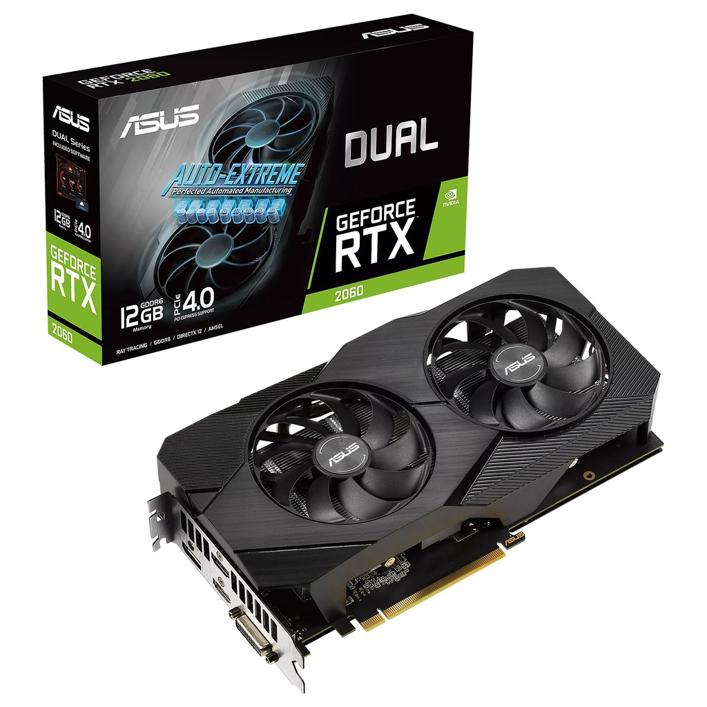 ASUS - RTX 2060 Twin Fan 12GB - PCI Express 3.0 x16 - NVIDIA - NVIDIA GeForce RTX 2060 - 12 GB - GDDR6 SDRAM - HDMI / DVI / DisplayPort