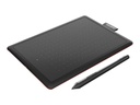 One by Wacom Small - Digitalizador - diestro y zurdo - 15.2 x 9.5 cm - electromagnético - cableado - USB - negro, rojo