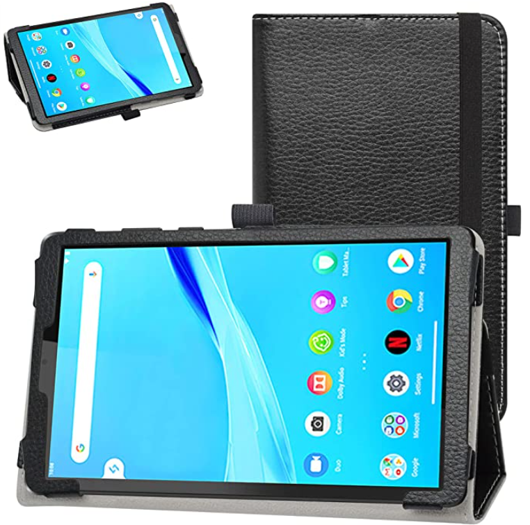 Bige Para Lenovo Tab M8 HD Caso, PU Cuero Folio 2-Folding Stand Cover para 8 "Lenovo Tab M8 HD (2nd Gen)/Tab M8 HD/Smart Tab M8 (TB-8505F TB-8505X) Tablet, Negro