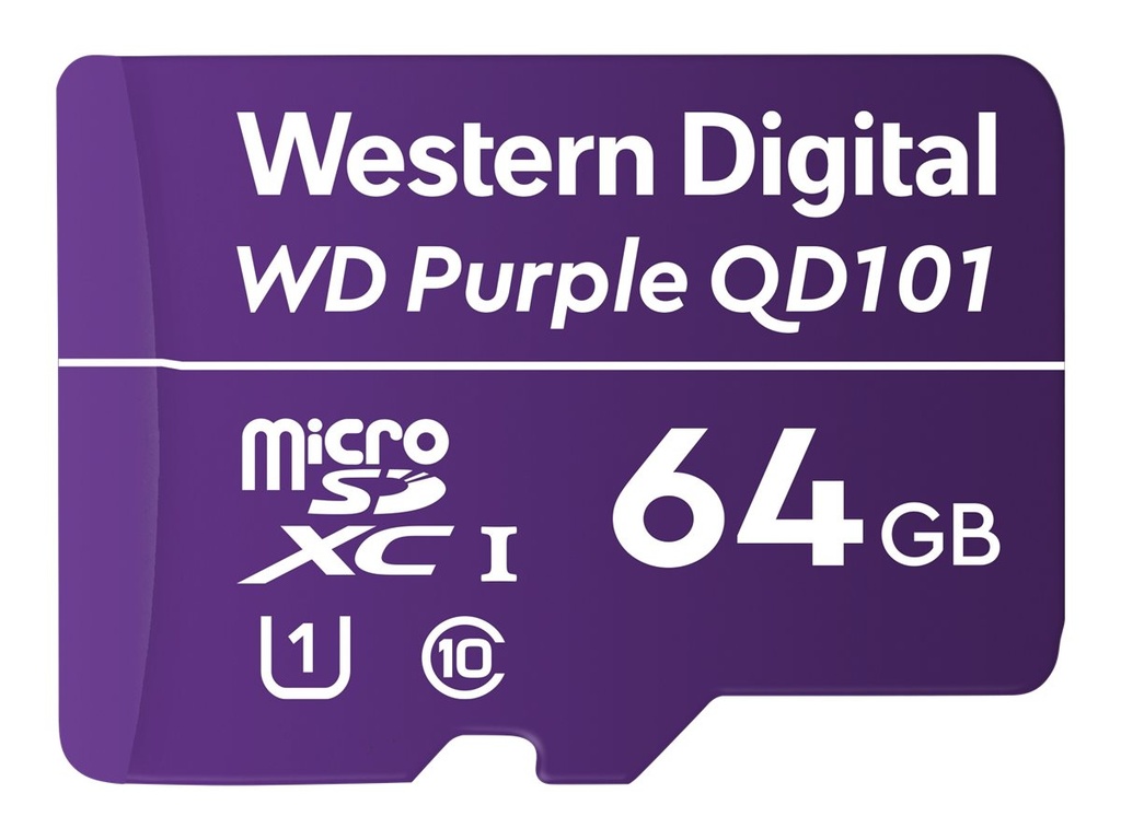 WD Purple SC QD101 WDD064G1P0C - Tarjeta de memoria flash - 64 GB - UHS-I U1 / Class10 - microSDXC UHS-I - púrpura