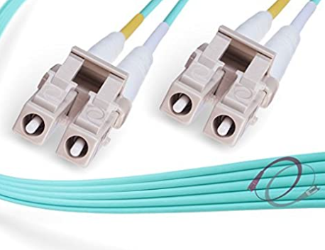 FiberCablesDirect - Cable de conexión de fibra OM4 LC LC LC de 6.6 ft | 100 Gb dúplex 50/125 LC a LC multimodo puente de 6.6 ft (6.56 pies)