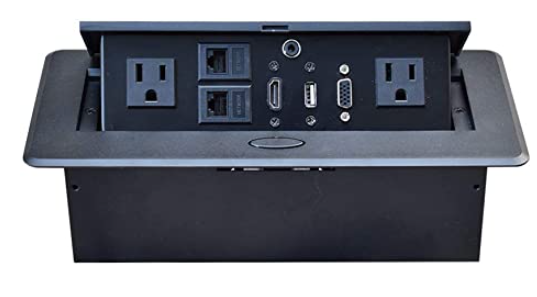 Caja de conexión de centro de fecha emergente con red de salida HDMI para escritorio de conferencias