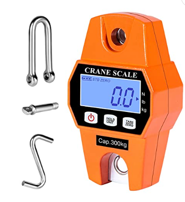 Báscula digital para colgar, con sensor de precisión de 660 libras, báscula de peso colgante para peces, caza, pesca, bicicletas, equipaje grande, granja, escala de carne, etc. (escala de grúa de 661.4 lbs de naranja)