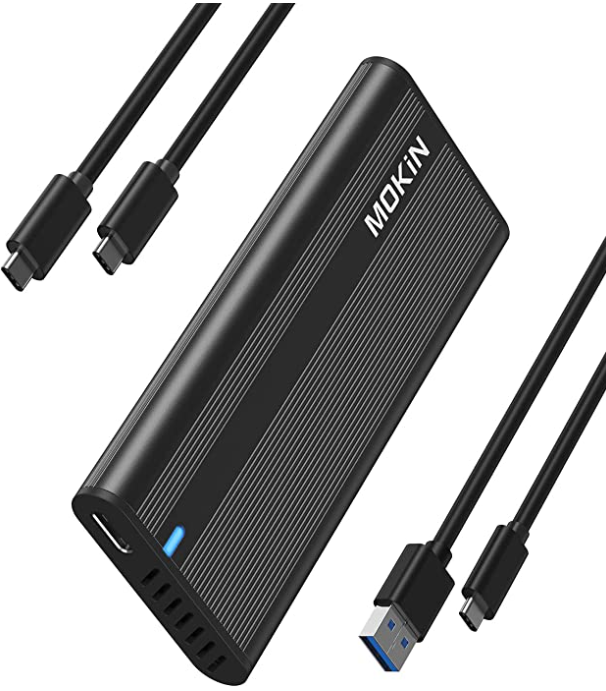 MOKiN M.2 NVME SATA SSD adaptador de recinto sin herramientas, chips RTL9210B, USB C 3.1 Gen 2 10Gbps NVME, 6Gbps SATA PCIe M-Key(B+M), unidad externa de estado sólido compatible con UASP Trim para SSD 2242/2260/2280
