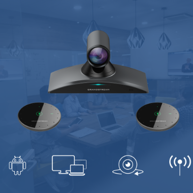 Sistema de conferencias multimedia Ultra HD basado en SIP, sistema operativo Android 9.0.micrófono inalámbrico de escritorio GMD1208 proporciona una cobertura total de la habitación para un rango de captación de hasta 5 m.ámara avanzada con sensor CMOS de 8 megapíxeles, lente gran angular FOV, zoom de 12x y PTZ para ajustar fácilmente la vista de la cámara Wi-Fi de doble banda integrado 802.11 a/b/g/n/ac (2,4 GHz y 5 GHz), compatible con Wi-Fi Multimedia 5 vías 1080P o 9 vías 720P 1 entrada HDMI, 2 salidas HDMI, 1 entrada/salida de línea, 1 soporte multimedia
