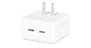 Apple 35W Dual USB-C Port Compact Power Adapter - Adaptador de corriente - 35 vatios - conectores de salida: 2 - para 10.2-inch iPad; 10.9-inch iPad Air; AirPods Max; AirPods Pro; iPhone 11, 12, 13, SE