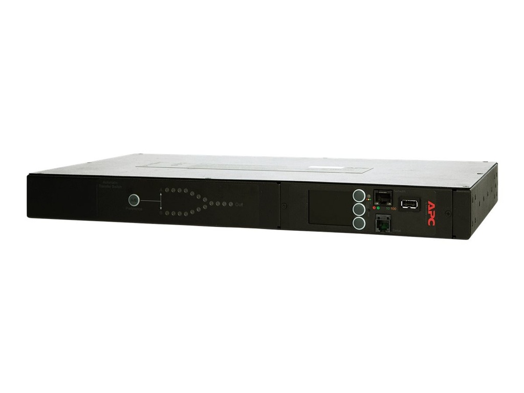 APC Rack Automatic Transfer Switch AP4430 - Interruptor redundante (montaje en bastidor) - CA 200/208 V - Ethernet 10/100, RS-232, USB - conectores de salida: 9 - 1U - negro - para P/N: SMTL1000RMI2UC, SMX1000C, SMX1500RM2UC, SMX1500RM2UCNC, SMX750C, SMX750CNC
