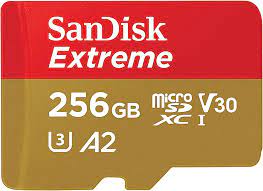 SanDisk Extreme - Tarjeta de memoria flash (adaptador microSDXC a SD Incluido) - 256 GB - A2 / Video Class V30 / UHS-I U3 / Class10 - microSDXC UHS-I