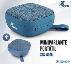 Parlantes Xtech XTS-600 Yes - Azul - Parlante ultracompacto con micrófono incorporado - Reproducción sin cables hasta 10 metros de distancia de la fuente - Recubrimiento de goma muy duradero, resistente a las salpicaduras - Impedancia: 4 Ohm