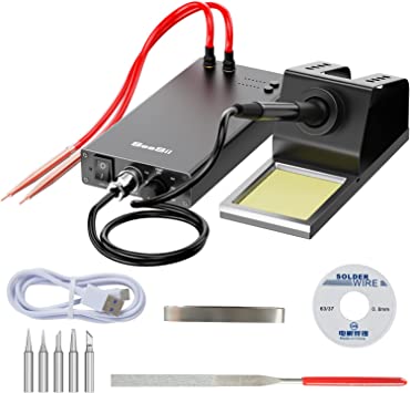 Soldering Station and Portable Spot Welder,Seesii 18W Solder Station Welding Iron Kit and 6 Gears Adjustable Battery Spot Welder,Multi