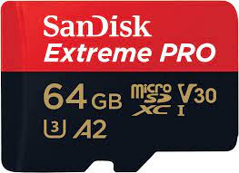 SanDisk Extreme Pro - Tarjeta de memoria flash (adaptador microSDXC a SD Incluido) - 64 GB - A2 / Video Class V30 / UHS-I U3 / Class10 - microSDXC UHS-I