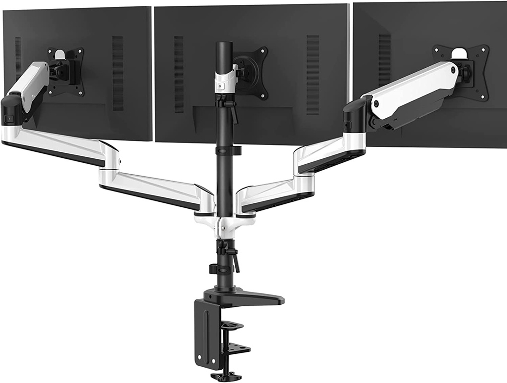 HUANUO Triple Monitor Stand - Full Motion Articulating Gas Spring Monitor Mount Fit Three 17 to 32 inch LCD Computer