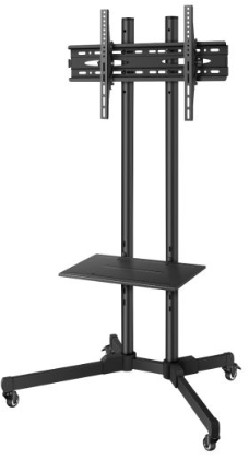 Soporte móvil para pantallas de 19” a 83”, con repisa