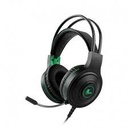 Auriculares para juegos con cable Xtech XTH-560 Insolense - Negro, detalles en verde - Conexión: 3,5 mm (TRRS) Incluye un adaptador divisor hembra de 3,5 mm a enchufes duales de 3,5 mm (TRS) - Control de volumen en el auricular izquierdo - 7,2 pies