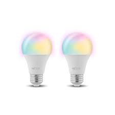 Nexxt Solutions Connectivity - Light Bulb - A19 RGB 110V 2PK - conexión WI-FI - Bombillo multicolor - Compatible con Amazon Alexa y Google Assistant - 800 Lumen - 9W(Equivalente a 60W) - 110 V/ 220 V