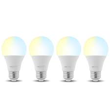 Nexxt Solutions Connectivity - Light Bulb - A19 CCT 110V 4PK - Conexion Wi-Fi - Bombillo de luz blanca regulable - Compatible con Amazon Alexa y Google Assistant - 800 Lumen - 9W (Equivalente a 60 W) - 110 V /220 V