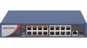 Hikvision DS-3E0318P-E/M - DS-3E Series - conmutador - sin gestionar - 16 x 10/100 (PoE+) + 1 x 10/100/1000 (enlace ascendente) + 1 x Gigabit SFP (enlace ascendente) - sobremesa - PoE+ (135 W)