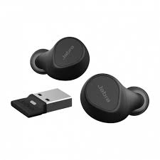 Jabra Evolve2 Buds MS - Auriculares inalámbricos con micro - en oreja - Bluetooth - cancelación de sonido activo - USB-A a través de adaptador Bluetooth - aislamiento de ruido - negro - Certificado para Equipos de Microsoft