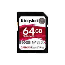 Kingston Canvas React Plus - Tarjeta de memoria flash - 64 GB - Video Class V90 / UHS-II U3 / Class10 - SDXC UHS-II