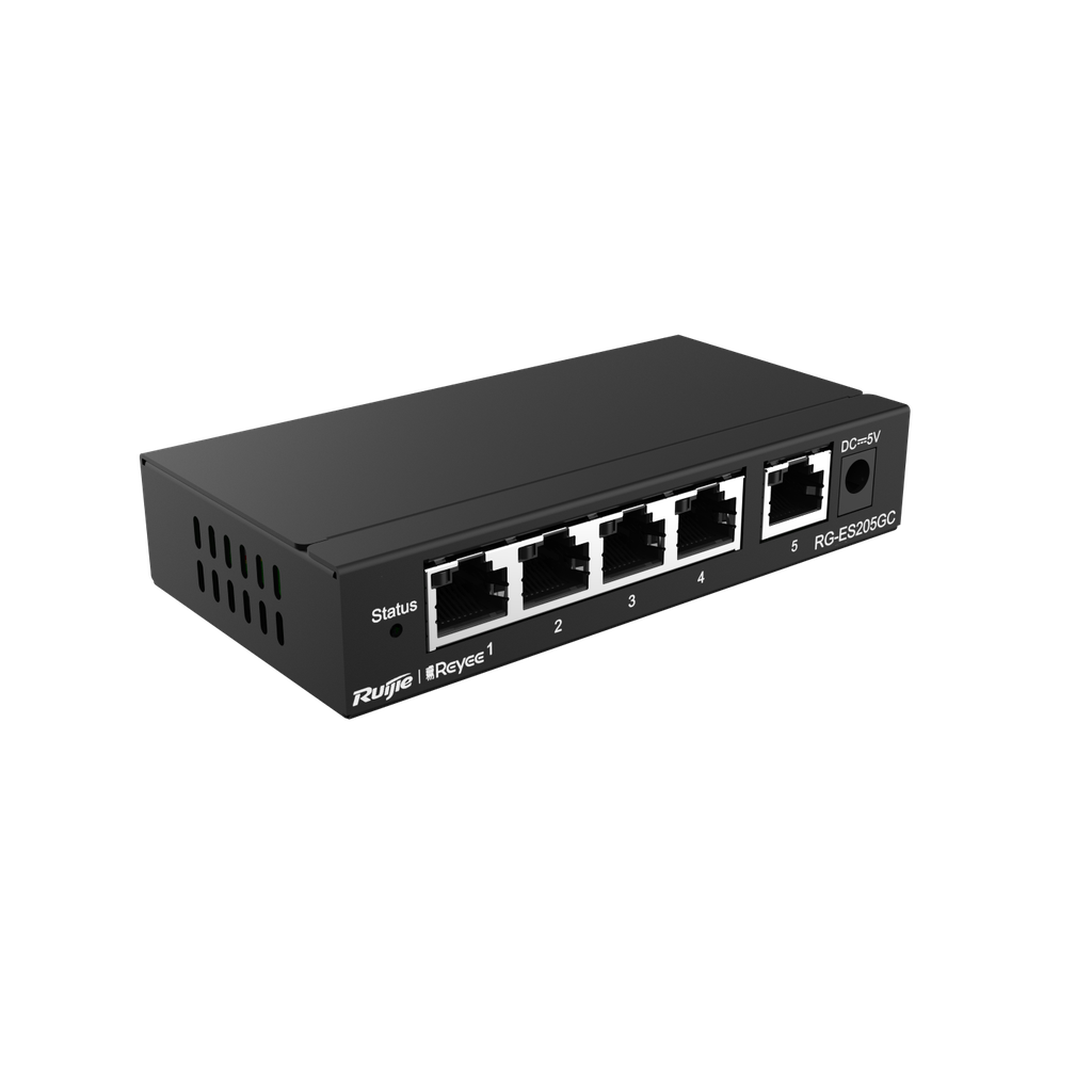 RG-ES205GC-P REYEE - Switch 4+1 GE PoE 54W / Vlan, Loop prevention, Remote Boot / CLOUD, 6Kv