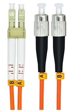 Jeirdus 32.8 ft 33ft LC a FC Duplex 62.5/125 OM1 Multimodo Cable de Fibra Óptica Puente Óptico LC-FC