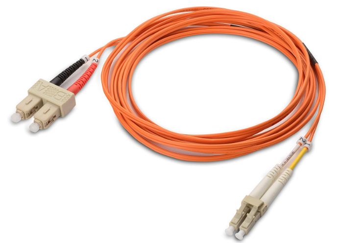 Cable de fibra óptica Plenum multimodo dúplex OM1 de 9.8 pies (10 Gb, SC a LC, cable de fibra óptica 62.5/125, cable de fibra LC a SC)