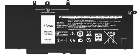 GJKNX - Dell Batería de repuesto 68WH para Dell Latitude 5480 5580 5280 5288 5488 5590 5591 5490 5491 5495 E5480 E5580 E5490 E5590 Precision 15 3520 Serie 3530 (Genérica)
